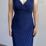 Ralph Lauren Navy Blue Ruched Sleeveless Rhinestone Stretch Sheath Dress Size 4 Photo 0