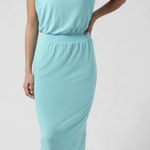 Athleta NEW  Santorini Cinch Sleeveless Midi Dress Light Blue Medium Tall MT NWT Photo 0