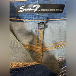 Seven7  Embroidered distressed frayed denim skirt size 14 Photo 2