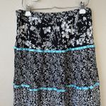 Notations Y2K Tiered Skirt Dark Floral Patchwork XL Ribbon Whimsigoth Goth Mixed Pattern Photo 8