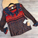 Vintage 90’s cottagecore prairie ruffle boho‎ printed blouse art to wear nwt Size 2 Photo 0