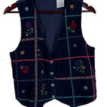 Petite Sophisticate Vintage Embroidered Cotton Vest Floral Patchwork 1990s M Photo 0
