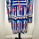 Umgee  Aztec Babydoll Style Southwestern Print Design Blue & White Dress Size L Photo 11