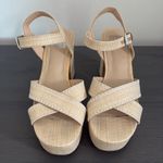 DV Dolce Vita Raffia Mayda Woven Platform Heeled Sandal Ankle Strap Size 9.5 Tan Photo 2