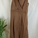 Rafaella  100% Linen Sleeveless Wrap Surplice Bodice Midi Knee Length Dress 8 Photo 0