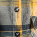 Topshop Flannel Green Yellow Plaid Button Down Drop Shoulder Top Shirt Photo 4