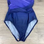 Lands' End Violet Navy Blue Ombre V Neck Wrap One Piece Swimsuit Sz.8 Photo 7