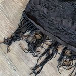 Free People  Black Halter Neck Fringe Crop Top Photo 3