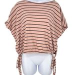 Lucky Brand  Striped Short Sleeve Top With Side Ties Pink Size Medium Photo 0