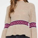 Dear John Felicia Peplum Tan Long Sleeve Fall Sweater Photo 0