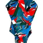 Tropical Swimsuit Size Large Womens One Piece Tie Straps Red Blue Green NWOT 558 Photo 0