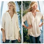 Soft Surroundings NWT Cream Sequin Glamour Kimono Cardigan Medium Bohemian Photo 1
