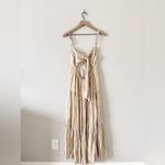 Elan NWT Curry Stripe Linen Blend Midi Dress in Tan and Cream Stripe Size M Photo 4
