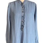 Loft Chambray Ruffle Flounce Dress Photo 3