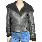 Andrew Marc New York Women’s Size S Black Rumor Faux Suede Shearling Moto Jacket Photo 2