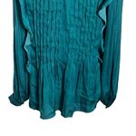 Anthropologie By  Pintuck Blouse Long Sleeve Blouse Shirt Dark Turquoise Size S Photo 7