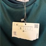 ZARA TRF Emerald Green Satin Cowl Midi Dress S NWT Cold Shoulder Holiday Formal Photo 3