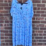 Lane Bryant Ruffle Front Faux Wrap Light Blue Floral Dress Size 22/24 Photo 2