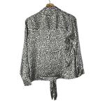Japna  White & Black Satin Snow Leopard Long Sleeve Button Down XS Photo 1