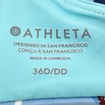 Athleta Maldives Bikini Top Size 36D/DD Blue Floral High Neck Racerback Swim Bra Photo 7