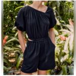 Cuyana Size XS Gathered Front Jumpsuit Romper Cotton Side Cutout Photo 1