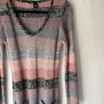 H&M Striped Sweater Dress Y2k Small Knit Long Sleeve Pocket Tunic Top Grunge Fall Photo 1