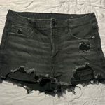 American Eagle Black Denim  Shorts Distressed Photo 0