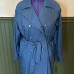 London Fog Women’s Small Blue Belted Button Trench Coat Jacket Rain Classic Photo 0