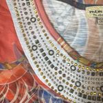 One World Vintage Sheer Midi Dress S Orange Blue Y2K Boho Fairy Hippie Grunge Babydoll Photo 6