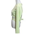 GRLFRND Aaryn Wrap Tie Cropped Top Women’s Size Small Mint Green Long Sleeve Photo 3