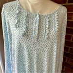Miss Elaine Long Sleeve Ruffles Light Blue Polka Dot Nightgown House Dress Cozy Size 1X Photo 2