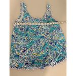 Lilly Pulitzer Blue Melon Fig Monkey Sea Print Ruffle PJs Tank Top Shirt Small Photo 5