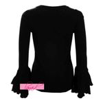 Chaser Baby Rib Double Ruffle Peplum Sleeve Blouse Photo 5