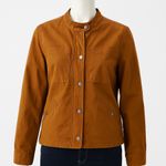 Garnet Hill  Jacket Womens Organic‎ Cotton Utility Full Zip Snap Button Brown 18 Photo 0