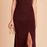 Birdy Grey  Jay Cabernet Stretch Crepe Front Slit Long Dress Maroon- Size Small Photo 0