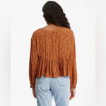 Billabong Easy Street Long Sleeve Blouse Button Front Leopard Print Size Medium Photo 9