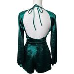 Lovers + Friends NWT Britt Romper Women’s Size XS Green Waist Tie Satin Photo 6