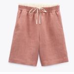 ZARA  NWT 100% Linen Bermuda Shorts Underwear Waist Pale Pink Size S ref 3187/712 Photo 1