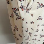 Lands' End Button-Up Shirt Tunic Collared Roll Tab Sleeves Floral Stretchy Cream Photo 12