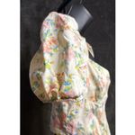 ZARA  Floral Puff Sleeve Crop Top - Cream and Pink Photo 4