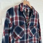 Seven 7 Plaid Shirt Red Blue Gauzy Button Up Front Pockets 100% Cotton Size M Photo 3