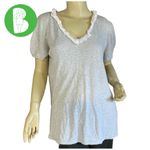 Vera Wang SIMPLY VERA  GRAY KNIT TEE WITH WHITE COTTIN RUFFLE (L) Photo 1