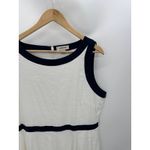 Lands' End  Dress Women 14 White Blue Linen Blend Sleeveless Knee Length Back Zip Photo 3