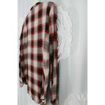 White Crow Womens Shirt Top Size Small Plaid Button Up Red Black Rounded Hem Photo 3