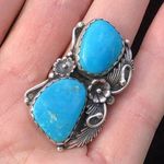 Navajo Handmade Ring 925 Silver Tuquoise sz 7 Artist Signed Peterson Johnson Photo 0