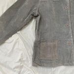 Denim&Co Vintage Light Gray Accent Stitching Suede Tailored Leather Jacket XL Photo 2