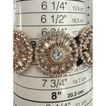 INC Rose Gold Crystal Circle Stretch Bracelet 1" Wide Sunburst Sitting at 7" NWT Photo 5