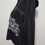 Adam Levine Collection black embroidered cropped french terry hoodie size xl Photo 3