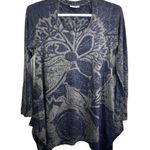 Soft Surroundings Floral Tunic Sweater Top Blue Gray Size M Long Sleeve Pullover Photo 0