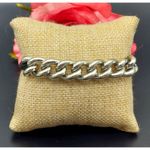 Henri Brendel Silver Tone Cable Chain Bracelet Black Elastic Back One Size Photo 2
